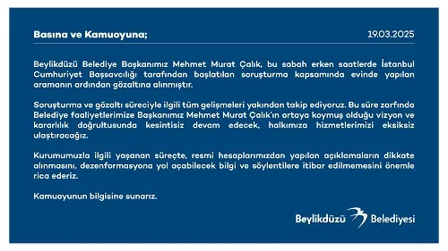 BEYLİKDÜZÜ BELEDİYESİ BASIN AÇIKLAMASI